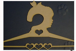 laser cut MDF coathangers  GIRL  11 inches long,